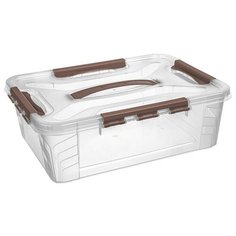Ящик (лоток) универсальный, полипропилен, 390x290x124мм, 10л, с замками и ручкой Econova