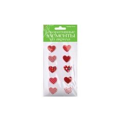 Набор Декоративные элементы из акрила №9 сердечки красные Альт