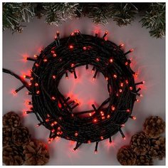 Гирлянда "Нить" 20 м , IP20, тёмная нить, 200 LED, свечение красное, 8 режимов, 220 В Luazon Lighting