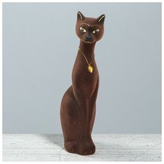 Копилка "Кошка Мурка", покрытие флок, коричневая, 28 см Керамика ручной работы