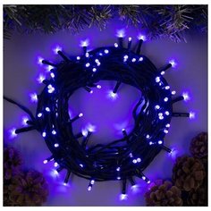 Гирлянда "Нить" 10 м , IP44, УМС, тёмная нить, 100 LED, свечение фиолетовое, фиксинг, 24 В Luazon Lighting