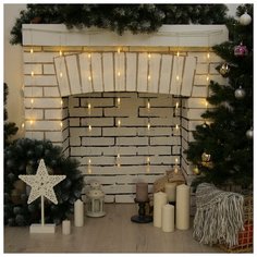 Гирлянда "Занавес" 2.5 х 0.65 м с насадками "Капли", IP20, прозрачная нить, 50 LED, свечение тёплое белое, 8 режимов, 220 В Luazon Lighting