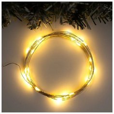 Гирлянда "Нить" 5 м роса, IP20, серебристая нить, 50 LED, свечение тёплое белое, фиксинг, USB Luazon Lighting