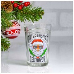 Стакан гранёный "Натуральный Дед Мороз" ёлочки Дарим красиво