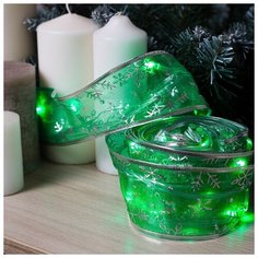 Гирлянда "Нить" 9 м с лентой" Снежинки серебристые", IP20, прозрачная нить, 72 LED, свечение зелёное, 8 режимов, 220 В Luazon Lighting