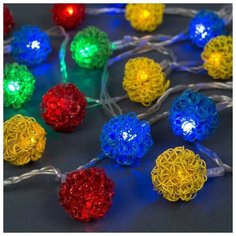 Гирлянда "Нить" 4 м с насадками "Шарик проволока", IP20, прозрачная нить, 20 LED, свечение мульти, 8 режимов, 220 В Luazon Lighting