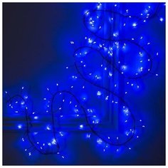 Гирлянда "Мишура" 2 м роса, IP65, тёмная нить, 200 LED, свечение синее, 8 режимов, 4.5 В Luazon Lighting