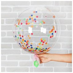 Шар воздушный 18" «Нежность», прозрачный + кружочки, лента, гирлянда Страна Карнавалия