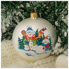 Шар "Два снеговика" 8,5 см Elita