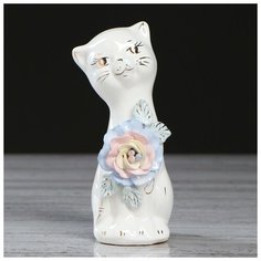 Копилка "Кошка Алиса", белая, цветная лепка, керамика, 15 см, микс
