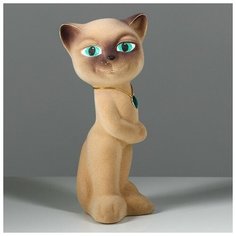Копилка "Кошка Анжела", покрытие флок, бежевая, 27 см Керамика ручной работы