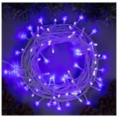 Гирлянда "Нить" 10 м , IP44, УМС, белая нить, 100 LED, свечение фиолетовое, 8 режимов, 24 В Luazon Lighting