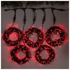 Гирлянда "Клип-лайт" 5 нитей по 20 м , IP44, УМС, тёмная нить, 665 LED, свечение красное, фиксинг, 24 В Luazon Lighting