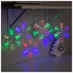 Гирлянда "Нить" 2 м с насадками "Снежинка матовая", IP20, прозрачная нить, 36 LED, свечение RG/RB, мигание, 220 В Luazon Lighting