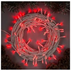 Гирлянда "Нить" 10 м , IP44, УМС, белая нить, 100 LED, свечение красное, 8 режимов, 24 В Luazon Lighting