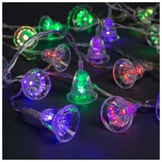Гирлянда "Нить" 5 м с насадками "Колокольчики", IP20, прозрачная нить, 20 LED, свечение мульти, мигание, 220 В Luazon Lighting