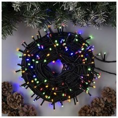 Гирлянда "Клип-лайт" 100 м , IP44, УМС, тёмная нить, 1000 LED, свечение мульти, фиксинг, 24 В Luazon Lighting