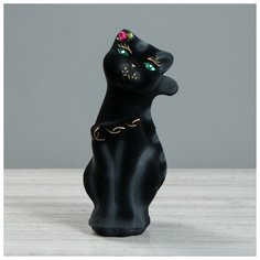Копилка "Кошка Тома", флок, чёрная, 22 см Керамика ручной работы