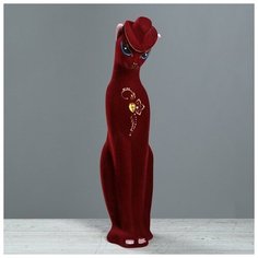 Копилка "Багира в шляпе", покрытие флок, бордовая, 43 см Керамика ручной работы
