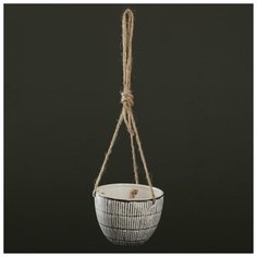 Кашпо керамическое подвесное белое 13*13*10 см Дарите счастье