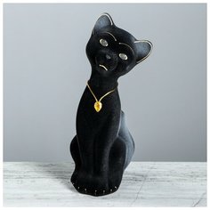 Копилка "Кот Матвей", покрытие флок, чёрная, 24 см Керамика ручной работы