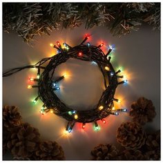 Гирлянда "Нить" 3.5 м , IP20, тёмная нить, 50 ламп, свечение мульти, 8 режимов, 220 В Luazon Lighting