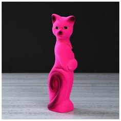 Копилка "Кот Лапа", покрытие флок, розовая, 27 см Керамика ручной работы