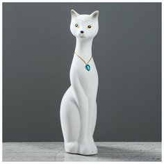 Копилка "Кошка Мурка", покрытие флок, белая, 28 см, микс Керамика ручной работы