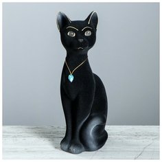 Копилка "Кот Кузя", покрытие флок, чёрная, 28,5 см Керамика ручной работы