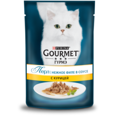 Влажный корм для кошек Gourmet Перл Нежное филе, с курицей 85 г (кусочки в соусе)