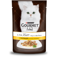 Влажный корм для кошек Gourmet А-ля Карт , с курицей, пастой а-ля Перлини и шпинатом 85 г (кусочки в соусе)