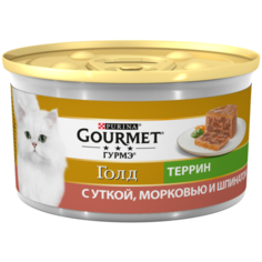 Влажный корм для кошек Gourmet Голд Террин, с уткой, морковью и шпинатом по-французски 85 г (паштет)