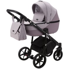 Коляска универсальная Adamex Bibione LUX 2 в 1, BI-PS21 - серо-сиреневая, сиреневая кожа