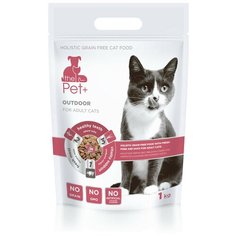 Сухой корм для кошек The Pet+ беззерновой, для живущих на улице, с свининой, с уткой 1 кг