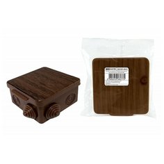 Распаячная коробка ОП 80х80х50мм, крышка, ЭКО (венге), IP54, 7вх. инд. штрихкод TDM, цена за 1 шт