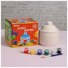 Роспись по гипсу, шкатулка "Фантазия", краски 6 цв по 2 мл, кисть 4979562 Школа талантов