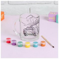 Роспись стеклянной кружки красками "Чемпион на дороге" 4583507 Школа талантов