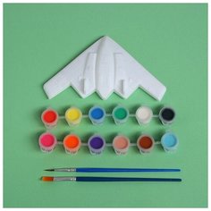 Набор для творчества "Раскрась самолет", краска 12 цветов, кисть 5287621 Сима ленд