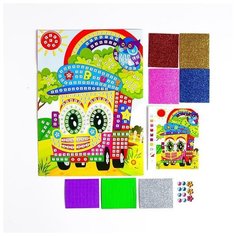 Мозаика стикерная "Веселый автобус" блестки, стразы Сима ленд