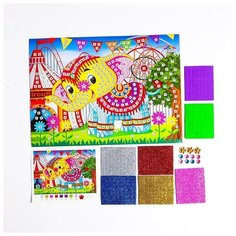 Мозаика стикерная "Добрый слоник" блестки, стразы Сима ленд