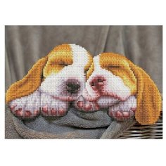 Рыжий кот. Алмаз. мозаика ACH033 30х40 см, с подр. с част. заполн. (18 цв.) "Спящие щенята"