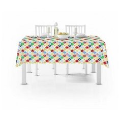 Набор столового белья "Мари Санна"; Мозаика голубая + клетка желтая; размер 150 х 150 Ночь Нежна