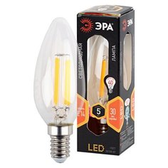 ЭРА F-LED B35-5W-827-E14 ЭРА (филамент, свеча, 5Вт, тепл, E14) (10/100/3500) ERA