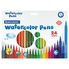 Набор фломастеров 24 цвета Brauberg Premium (линия 1мм, смываемые, вентилируемый колпачок) картон.уп., 4 уп. (15194