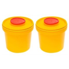 Комплект Ёмкость-контейнер для сбора острого инструмента 1 л. круглый с иглосъемником желтый 2 шт/уп Самарский Завод Полимерных Изделий