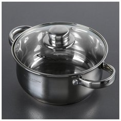 Кастрюля «Гретта» 2,2 л, d=18 см, капсульное дно, стеклянная крышка Katun