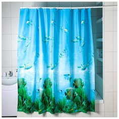 Штора для ванной Доляна Рыбки 180x180 4479828 рыбки