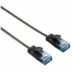 Патч-корд Hama Slim-Flexible UTP 4 пары cat6 1.5 м, черный, RJ-45 (m)-RJ-45 (m)