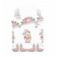 Juno Комплект в кроватку Зайка балерина (3 предмета) белый/розовый