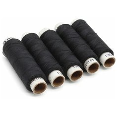 Набор ниток Coats №50, черный, блистер 5 шт, 130м